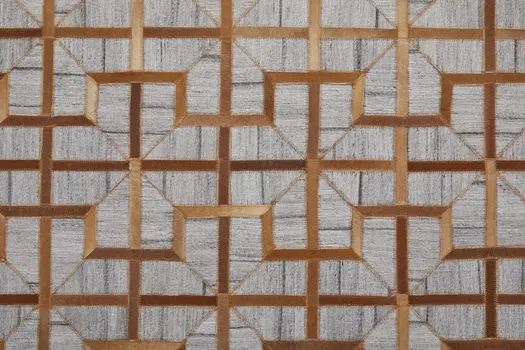 5' X 8' Tan and Brown Geometric Hand Woven Area Rug