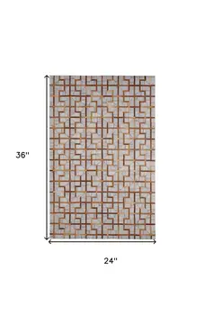 2' X 3' Tan Brown And Gray Geometric Hand Woven Area Rug