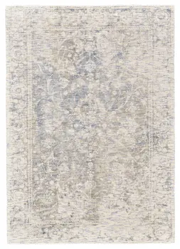 10' X 13' Ivory Blue And Tan Abstract Hand Woven Area Rug