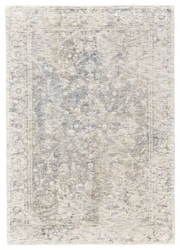 2' X 3' Ivory Blue And Tan Abstract Hand Woven Area Rug