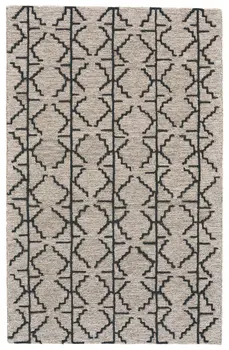 5' X 8' Black Taupe And Gray Wool Geometric Tufted Handmade Stain Resistant Area Rug