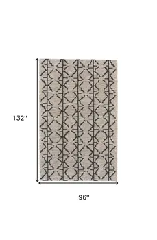 8' X 11' Black Taupe And Gray Wool Geometric Tufted Handmade Stain Resistant Area Rug