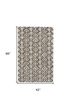 4' X 6' Black Gray And Taupe Wool Geometric Tufted Handmade Stain Resistant Area Rug