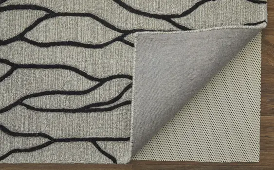 2' X 3' Taupe Black And Gray Wool Abstract Tufted Handmade Stain Resistant Area Rug