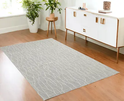 4' X 6' Taupe And Ivory Wool Abstract Tufted Handmade Stain Resistant Area Rug