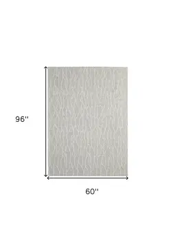 5' X 8' Taupe And Ivory Wool Abstract Tufted Handmade Stain Resistant Area Rug