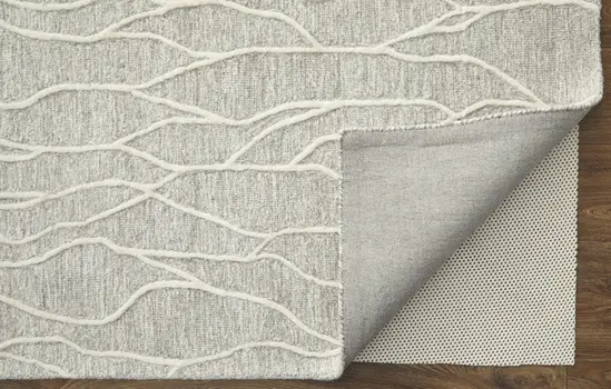 8' X 11' Taupe And Ivory Wool Abstract Tufted Handmade Stain Resistant Area Rug