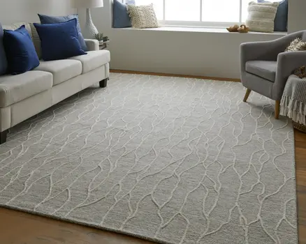 10' X 13' Taupe And Ivory Wool Abstract Tufted Handmade Stain Resistant Area Rug