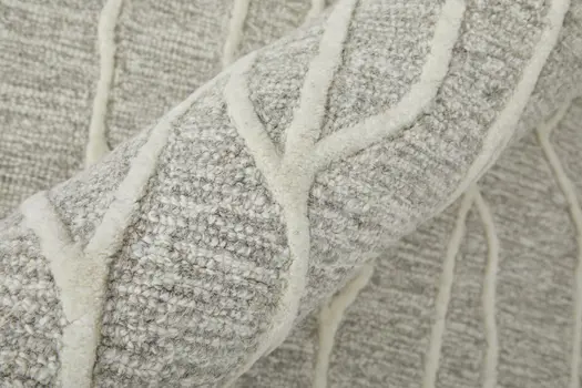 8' Taupe And Ivory Wool Abstract Tufted Handmade Stain Resistant Runner Rug
