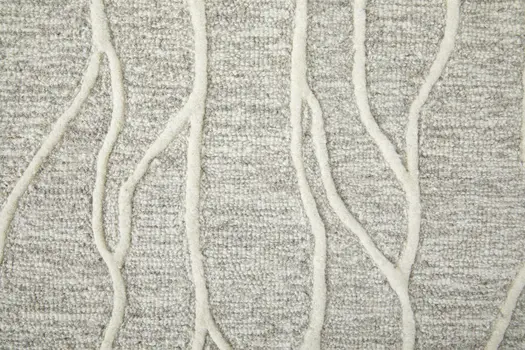 8' Taupe And Ivory Wool Abstract Tufted Handmade Stain Resistant Runner Rug