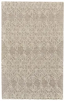 4' X 6' Tan And Ivory Wool Geometric Tufted Handmade Stain Resistant Area Rug
