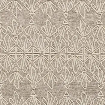 5' X 8' Tan And Ivory Wool Geometric Tufted Handmade Stain Resistant Area Rug
