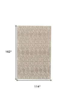 10' X 13' Tan And Ivory Wool Geometric Tufted Handmade Stain Resistant Area Rug