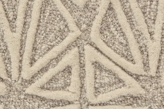 2' X 3' Tan And Ivory Wool Geometric Tufted Handmade Stain Resistant Area Rug
