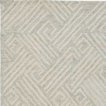 4' X 6' Tan And Ivory Wool Geometric Tufted Handmade Stain Resistant Area Rug