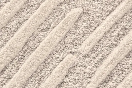 5' X 8' Tan And Ivory Wool Geometric Tufted Handmade Stain Resistant Area Rug