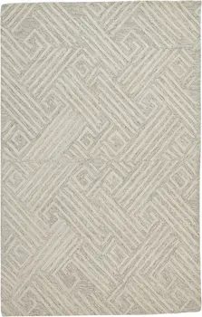 8' X 11' Tan And Ivory Wool Geometric Tufted Handmade Stain Resistant Area Rug