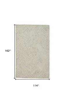 10' X 13' Tan And Ivory Wool Geometric Tufted Handmade Stain Resistant Area Rug