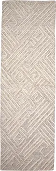 8' Ivory and Tan Geometric Hand Tufted Runner Rug
