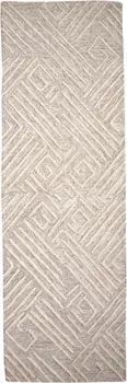8' Ivory and Tan Geometric Hand Tufted Runner Rug