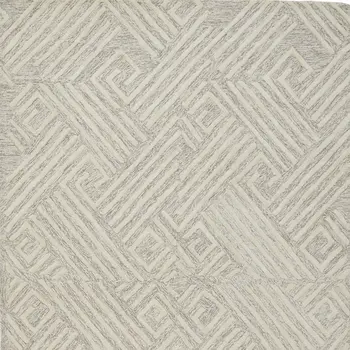 2' X 3' Tan And Ivory Wool Geometric Tufted Handmade Stain Resistant Area Rug