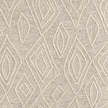 8' X 11' Tan And Ivory Wool Geometric Tufted Handmade Stain Resistant Area Rug