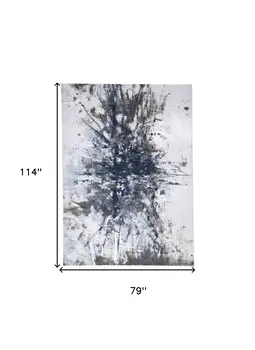 7' X 10' Blue and Gray Abstract Non Skid Area Rug