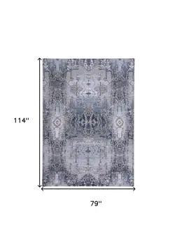 7' X 10' Gray and Ivory Abstract Non Skid Area Rug