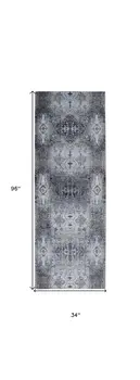 8' Blue Gray And Taupe Abstract Stain Resistant Runner Rug