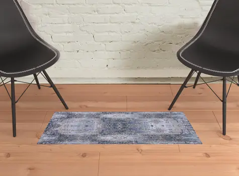 2' X 3' Blue Gray And Taupe Abstract Stain Resistant Area Rug