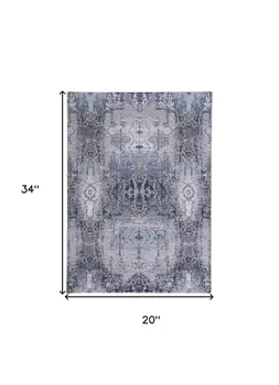2' X 3' Blue Gray And Taupe Abstract Stain Resistant Area Rug