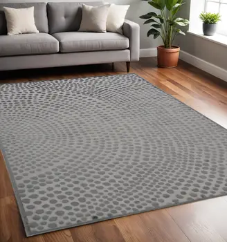 5' X 7' Gray Silver And Ivory Abstract Stain Resistant Area Rug