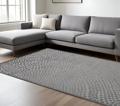 8' X 11' Gray Abstract Non Skid Area Rug