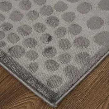 2' X 3' Gray Silver And Ivory Abstract Stain Resistant Area Rug