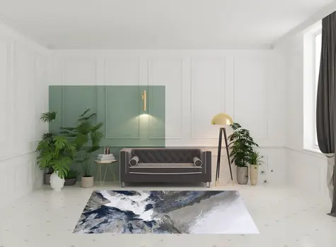 7' X 10' Blue Gray And White Abstract Area Rug