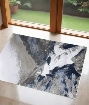 2' X 3' Blue Gray And White Abstract Area Rug
