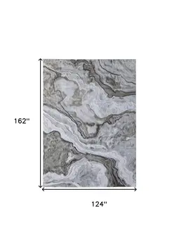 10' X 14' Ivory Blue and Gray Abstract Power Loom Area Rug