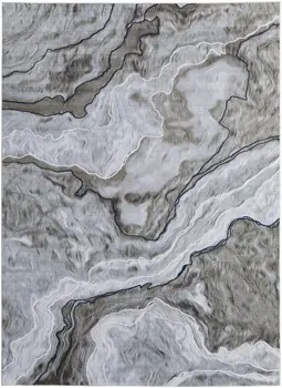 10' X 14' Ivory Blue and Gray Abstract Power Loom Area Rug