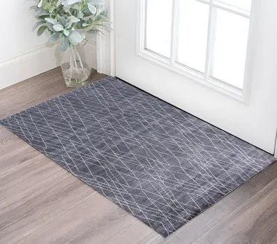 2' X 3' Blue and Ivory Abstract Hand Woven Area Rug
