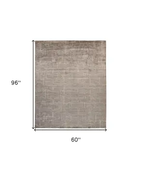 5' X 8' Gray Taupe And Ivory Abstract Hand Woven Area Rug
