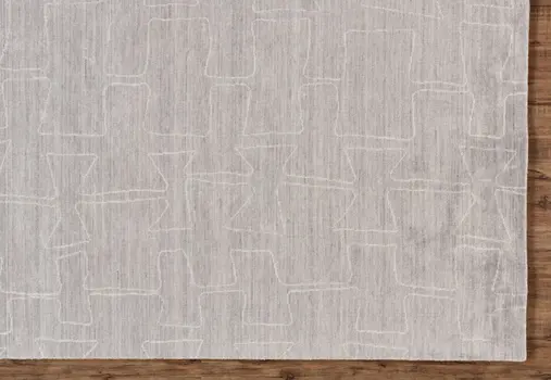 2' X 3' Gray and Ivory Abstract Hand Woven Area Rug