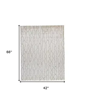 4' X 6' Gray and Ivory Abstract Hand Woven Area Rug