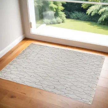 2' X 3' Gray and Ivory Abstract Hand Woven Area Rug