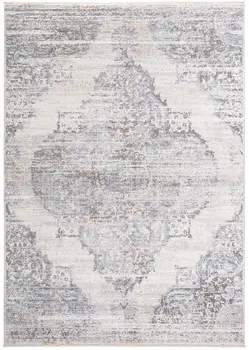 2' X 3' Ivory Gray And Pink Abstract Distressed Area Rug With Fringe