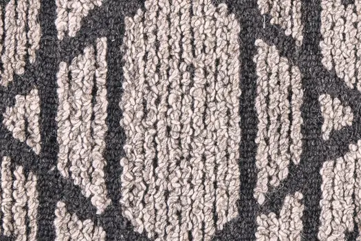 8' Black and Taupe Round Wool Paisley Hand Tufted Area Rug