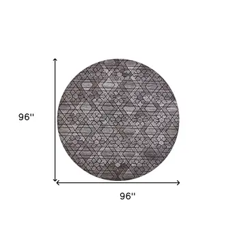 8' Black and Taupe Round Wool Paisley Hand Tufted Area Rug