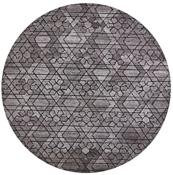 10' Black and Taupe Round Wool Paisley Hand Tufted Area Rug
