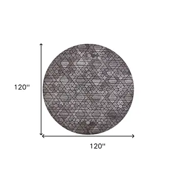10' Black and Taupe Round Wool Paisley Hand Tufted Area Rug