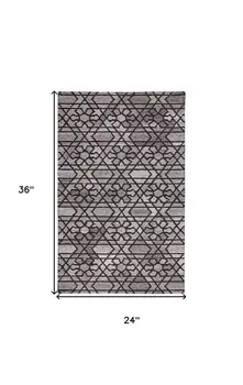2' X 3' Black and Taupe Wool Paisley Hand Tufted Area Rug