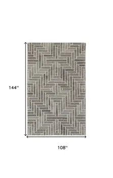9' X 12' Tan and Gray Wool Geometric Hand Tufted Area Rug